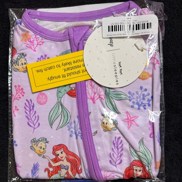 Little Sleepies Disney Part of Her World Shorty Zippy Size 18-24